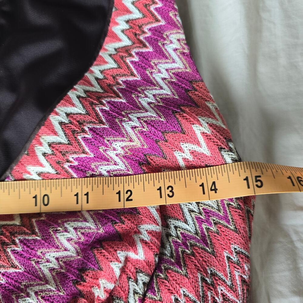 Vintage Kay Unger New York Pink Chevron Knit Midi Dress Size 2 Retro Y2K - Picture 8 of 9